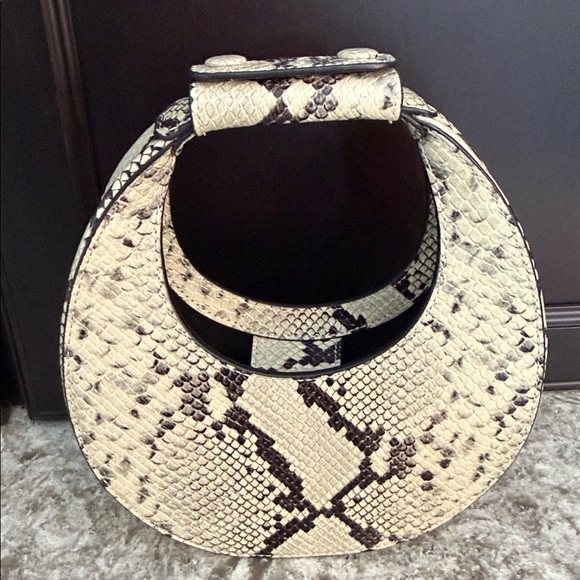 STAUD Goodnight Moon Leather Bag White Snake - Picture 9 of 13